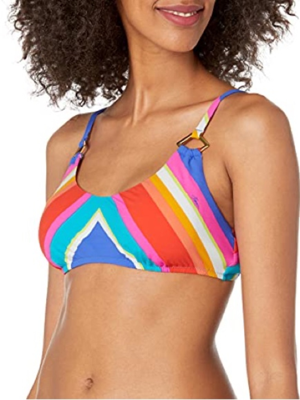 Trina Turk Women's
Bralette Bikini Swimsuit Top Swimwear, Orange Chevron XS